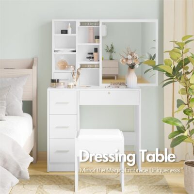 Advwin Dressing Table Stool Set Makeup Dresser