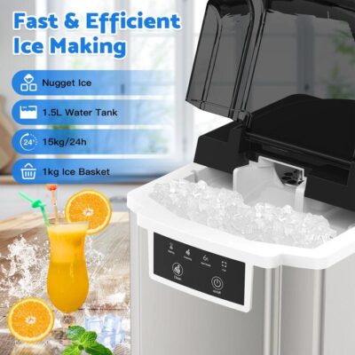 Advwin Nugget Ice Maker Countertop with Soft Chewable Ice