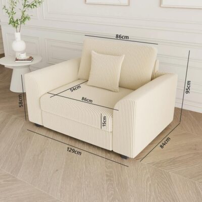 Advwin 1 Seater Sofa Corduroy Armchair Couch