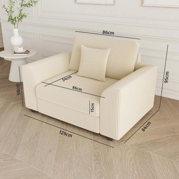 Advwin 1 Seater Sofa Corduroy Armchair Couch