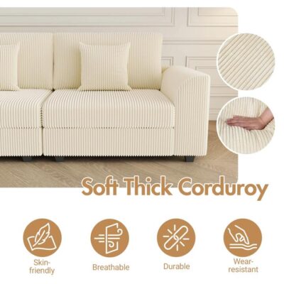 Advwin Sofa 290cm Corduroy Modular Couch