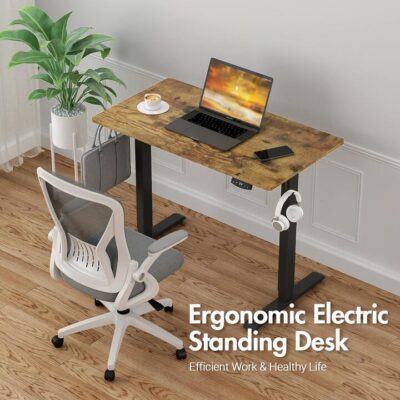 Advwin Electric Standing Desk Height Adjustable 100cm Walnut
