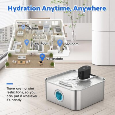 Advwin 7L Wireless Cat Water Fountain Stainless Steel