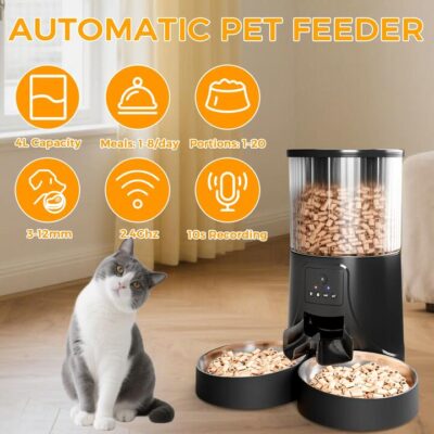 Advwin 4L Automatic Cat Feeder for 2 Cats with Camera
