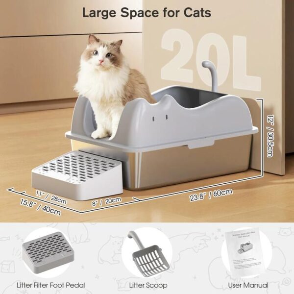 Advwin XL Large Stainless Steel Cat Litter Box