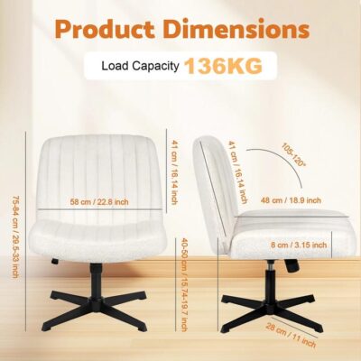 Advwin Armless Office Chair Criss-Cross No Wheel