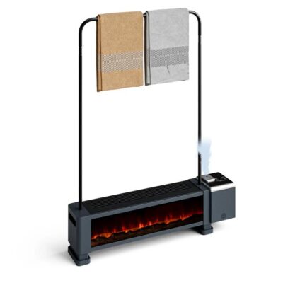 Advwin Baseboard Heater with 3D Flame 2200W Black