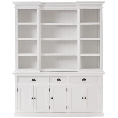 Halifax Mahogany Timber 5 Door 3 Drawer Hutch Cabinet, 3 Column Fixed Shelves