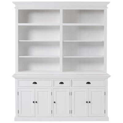 Halifax Mahogany Timber 5 Door 3 Drawer Hutch Cabinet, 2 Column Adjustable Shelves