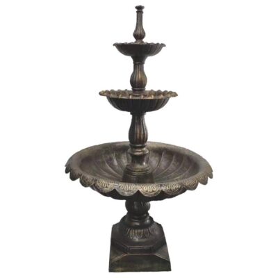 Lisbon Cast Iron Self Contained Garden Fountain, 3 Tier, Black / Gold