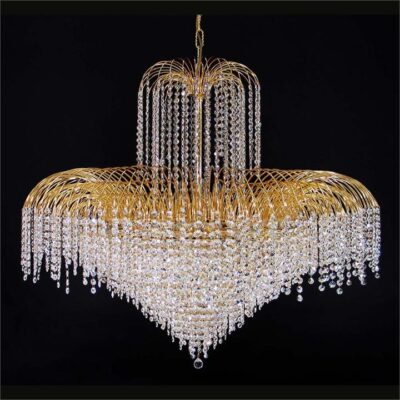Hera Asfour Crystal Pendant Light / Chandelier, 110cm, Gold
