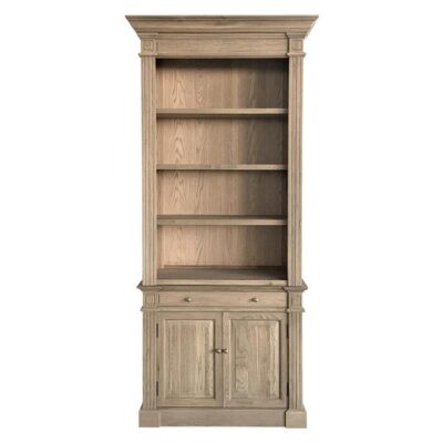 Dundee Oak Timber Bookcase, 108cm, Weathered Oak