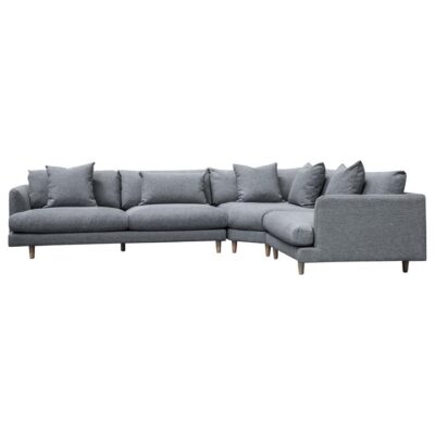 Licola Fabric Corner Sofa, 4 Seater, Right Return, Graphite Grey