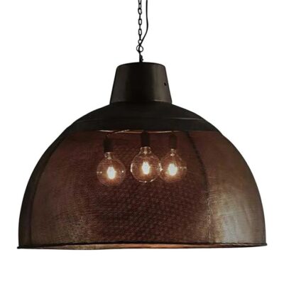 Riva Perforated Iron Dome Pendant Light, Extra Large, Black