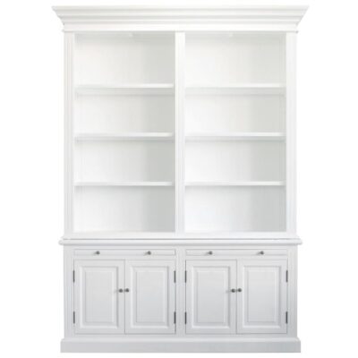 Ampuis 2-Bay Birch Timber Library Bookcase, White