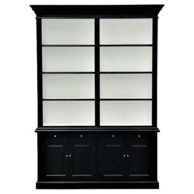 Ampuis 2-Bay Birch Timber Library Bookcase, Black