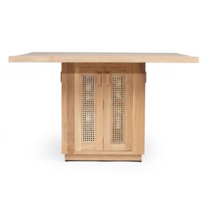 Sandestin American Oak Timber & Rattan Square Dining Table, 155cm, Natural