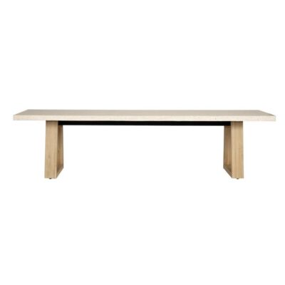 Eterrazzo Engineered Stone & Acacia Timber Dining Table, 300cm, Ivory Coast / White Wash