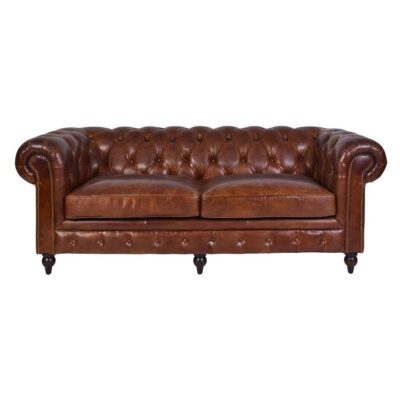 Barmston Aged Leather Chesterfield Sofa, 3.5 Seater