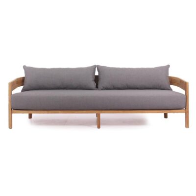 Hasmark Fabric & Teak Timber Outdoor Sofa, 3 Seater, Natural / Cast Slate
