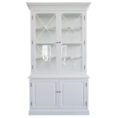 Varroville Birch Timber 2 Door Display Hutch Cabinet, Matt White