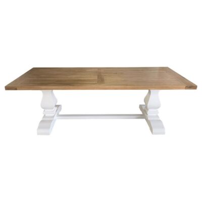Rimini Oak Timber Trestle Dining Table, 240cm, Natural / Matt White