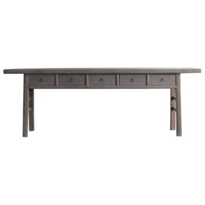 Yuntai 120 Year Antique Elm Timber Oriental 5 Drawer Console Table, No.6132, 255cm