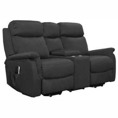 Ascot Fabric Dual Motor Electric Recliner Sofa, 2 Seater with Console, Manisa Thunder