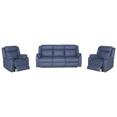 Buena 3 Piece Leather Electric Recliner Lounge Suite, 3+1+1 Seater, Blue