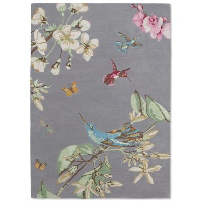 Wedgwood Hummingbird Hand Tufted Designer Wool Rug, 280x200cm, Grey