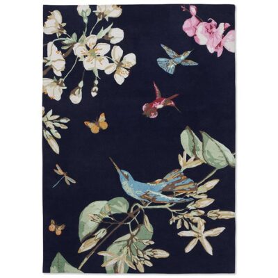 Wedgwood Hummingbird Hand Tufted Designer Wool Rug, 350x250cm, Navy
