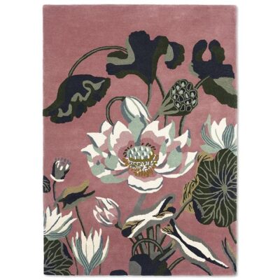 Wedgwood Waterlily Hand Tufted Designer Wool Rug, 280x200cm, Dusty Rose