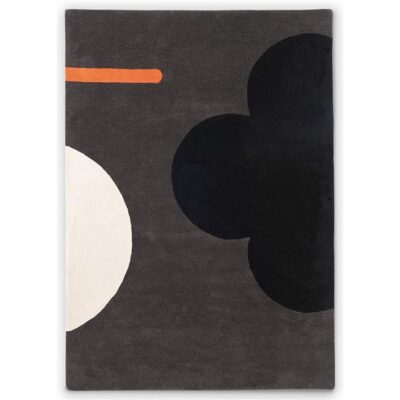 Orla Kiely Geo Flower Hand Tufted Designer Wool Rug, 280x200cm, Graphite