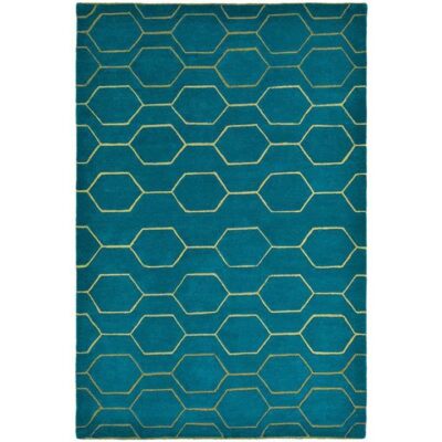 Wedgwood Arris Hand Tufted Designer Wool Rug, 350x250cm, Teal