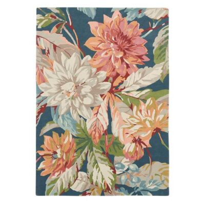 Sanderson Dahlia & Rosehip Teal Hand Tufted Designer Wool Rug, 280x200cm