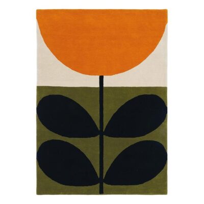 Orla Kiely Flower Stem Hand Tufted Designer Wool Rug, 280x200cm, Black