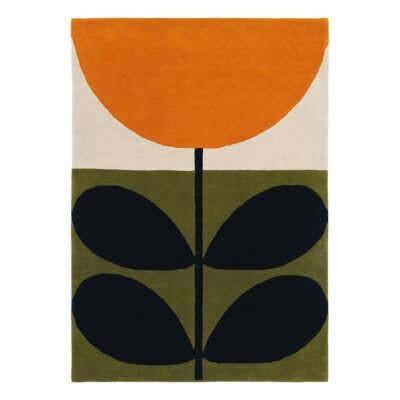 Orla Kiely Flower Stem Hand Tufted Designer Wool Rug, 350x250cm, Black