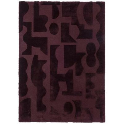 Brink & Campman Twinset Mural Hand Tufted Designer Wool Rug, 240x170cm, Burgundy