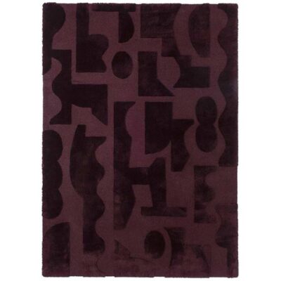 Brink & Campman Twinset Mural Hand Tufted Designer Wool Rug, 280x200cm, Burgundy