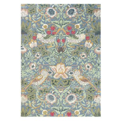 Morris & Co Strawberry Thief Hand Tufted Designer Wool Rug, 350x250cm, Slate