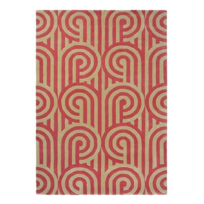 Florence Broadhurst Turnabouts Hand Tufted Designer Wool Rug, 280x200cm, Claret