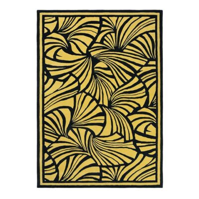 Florence Broadhurst Japanese Fans Hand Tufted Designer Wool Rug, 280x200cm, Gold
