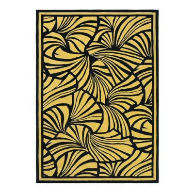 Florence Broadhurst Japanese Fans Hand Tufted Designer Wool Rug, 350x250cm, Gold