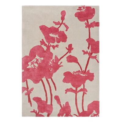 Florence Broadhurst Floral 300 Hand Tufted Designer Wool Rug, 280x200cm, Poppy