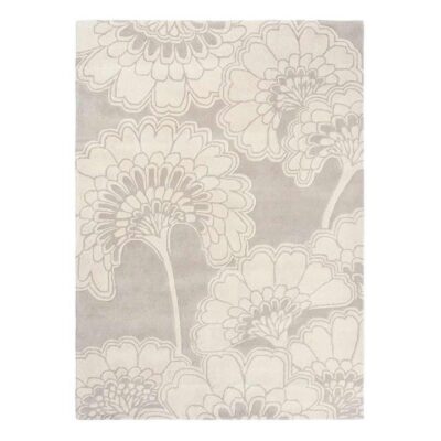 Florence Broadhurst Japanese Floral Hand Tufted Designer Wool Rug, 280x200cm, Oyster