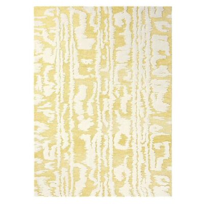 Florence Broadhurst Waterwave Stripe Hand Tufted Designer Wool Rug, 280x200cm, Citron