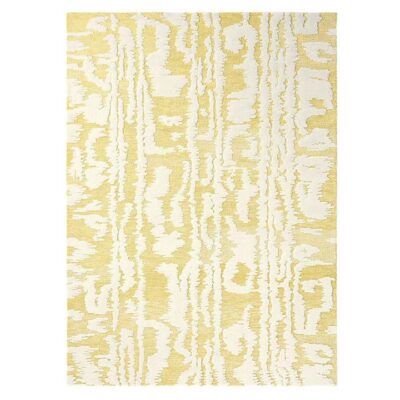 Florence Broadhurst Waterwave Stripe Hand Tufted Designer Wool Rug, 350x250cm, Citron