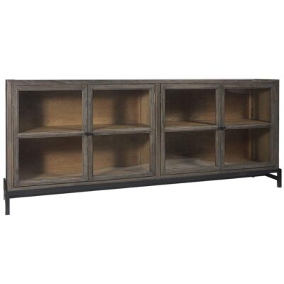 Corso Elm Timber 4 Door Buffet Table, 240cm