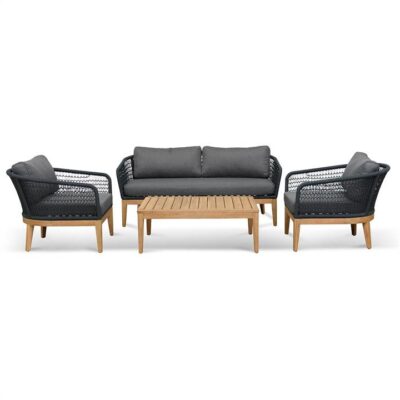 Rostock 4 Piece Outdoor Lounge Set, Dark Grey