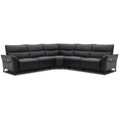 Martina Leather Electric Recliner Corner Sofa, 5 Seater, Jet Black